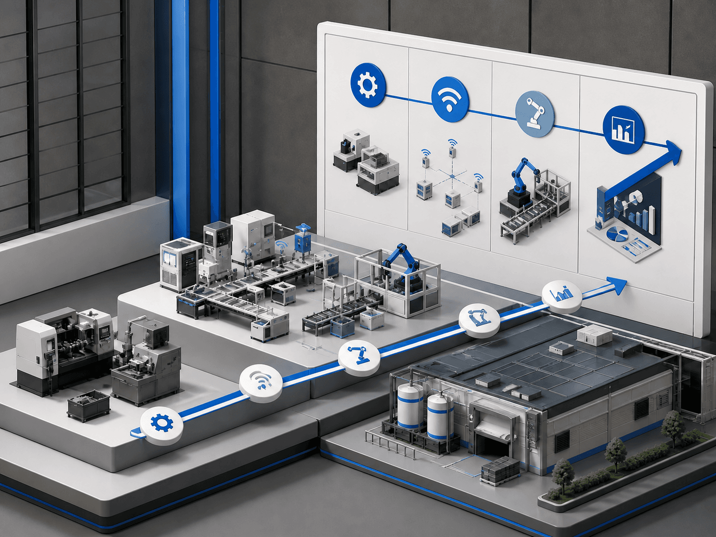 Isometric Industry 4.0 transformation roadmap